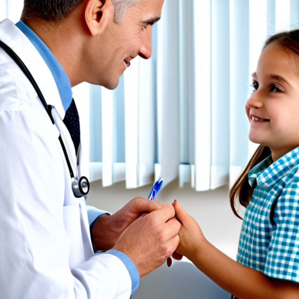 A child having a check-up**

"A pediatrician examining a young child in a bright, friendly office. The child is fully clothed in comfortable clothing. The doctor is listening to the child's heart with a stethoscope. The child looks slightly pale. Focus on the caring interaction. safe for work, appropriate content, fully clothed, professional, modest, family-friendly, perfect anatomy, correct proportions, natural pose, well-formed hands, proper finger count, natural body proportions, professional photography, high quality."

**