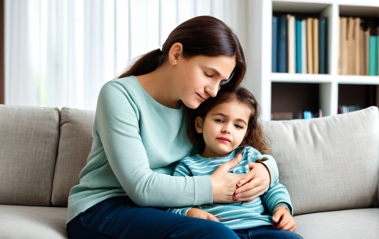 영유아 수두 예방접종 후 주의사항 - Comforting a Child After Vaccination**

"A caring mother holding her young child, who is fully cloth...