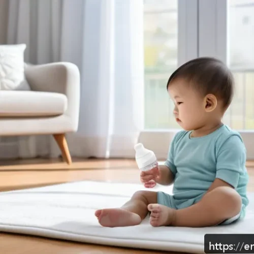 소아 중이염 치료와 재발 방지 방법 - A cozy family living room scene showing a young toddler wearing a clean diaper sitting comfortably o...