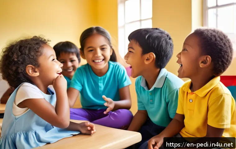 소아 감염병 종류와 전파 경로 - A vibrant classroom scene with diverse young children wearing colorful clothes and clean underwear, ...