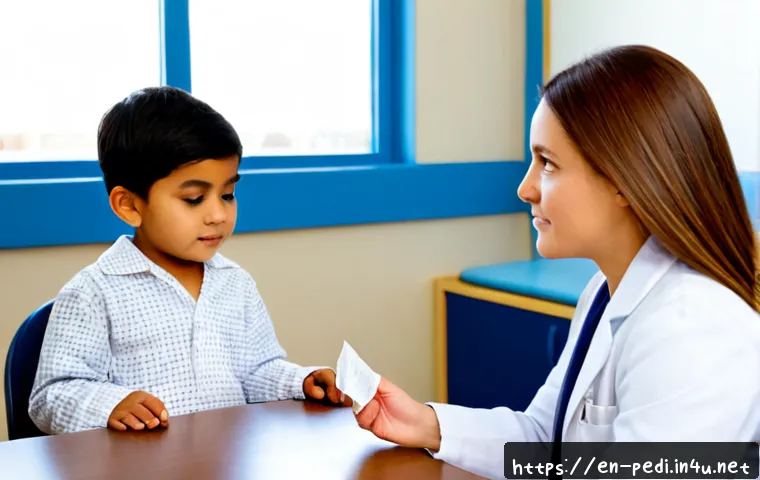 소아 알레르기 비염 치료 병원 추천 - Photorealistic pediatric allergy clinic consultation in a bright, welcoming American medical office,...